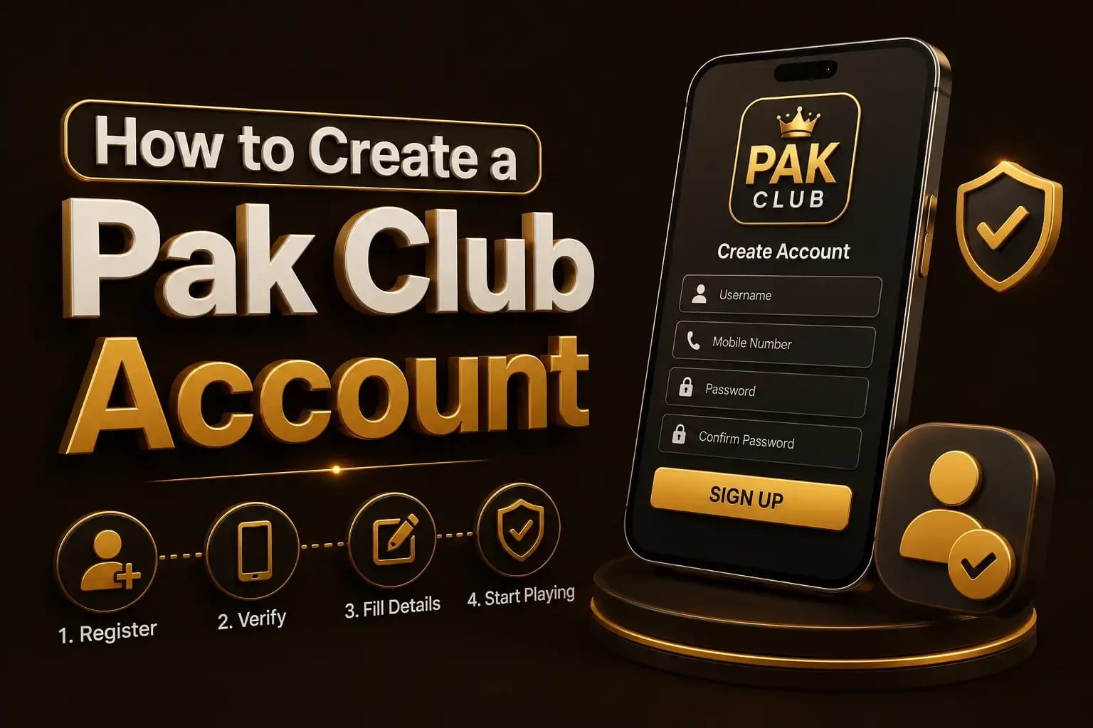 Creating a Pak Club account by entering a mobile number and password